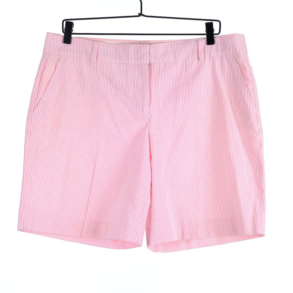 J Crew Pink & White Seersucker Striped Shorts 12 NWOT
